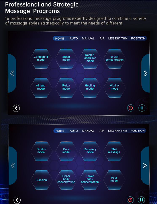 Masážne programy Damico Repor 4D